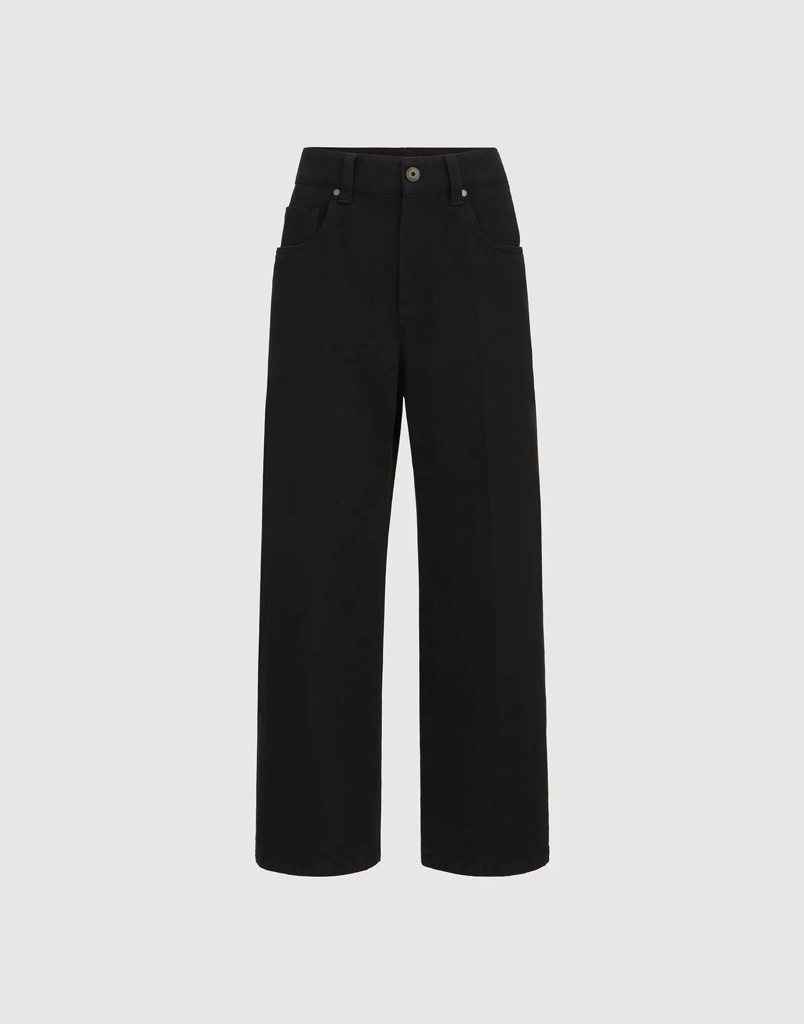 Dyed denim contemporary square trousers with monili - 1