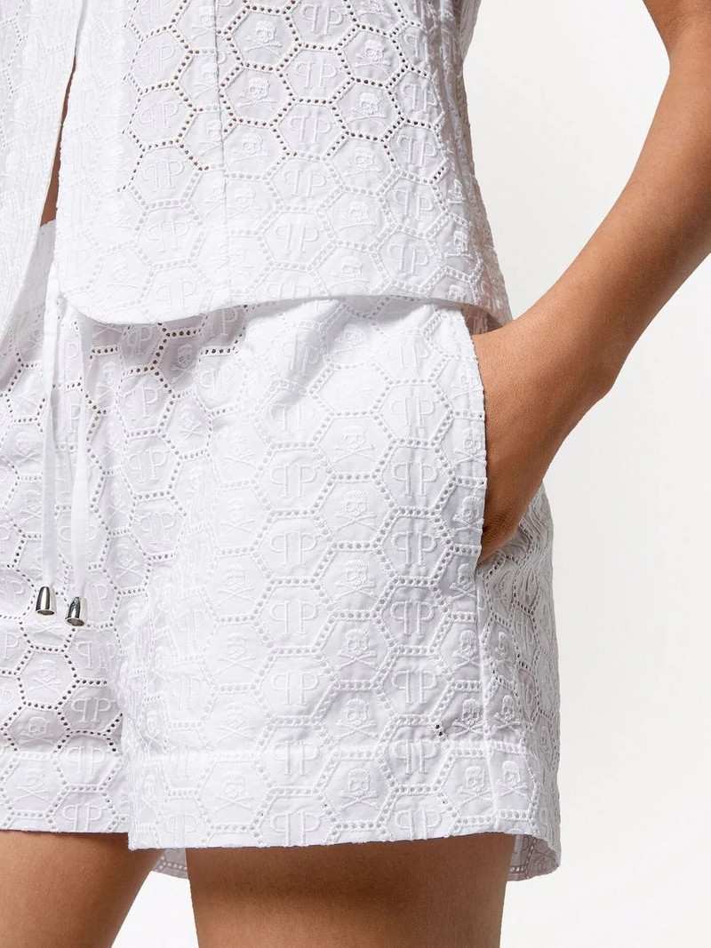 logo-embroidered lace shorts 5