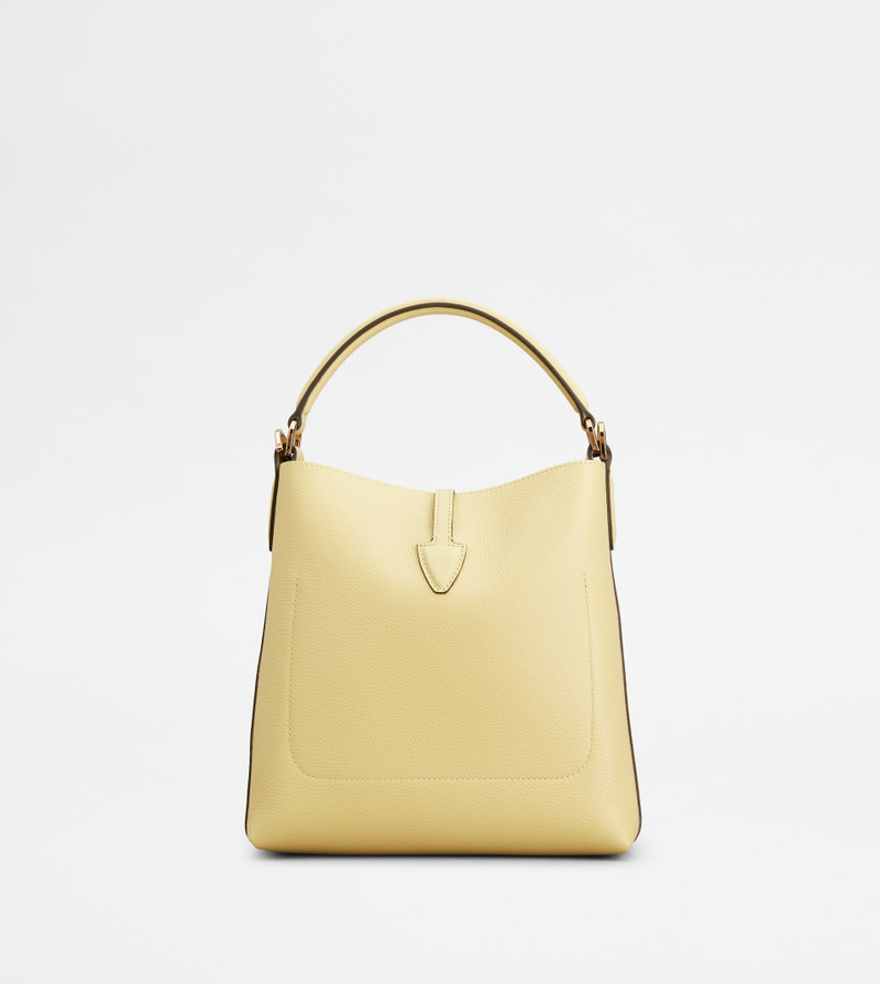 T TIMELESS BUCKET BAG IN LEATHER MINI - YELLOW 4