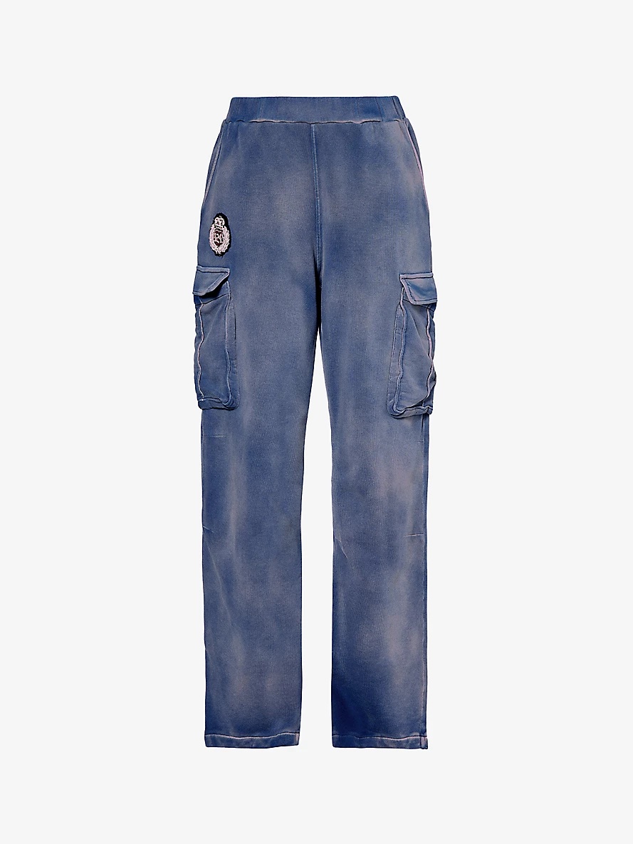 Faded-wash relaxed-fit cotton-jersey jogging bottoms - 1