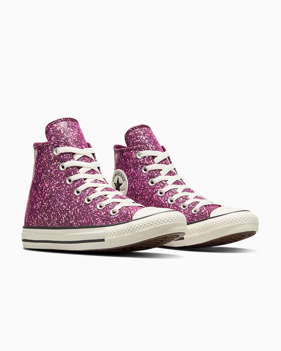 Custom Converse Pink Glitter Red Sparkly Converse High Tops