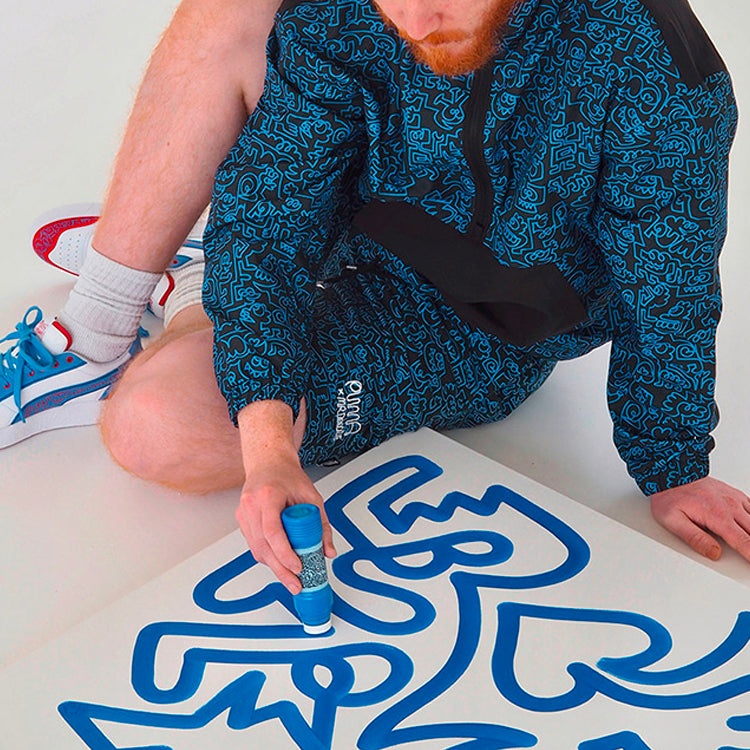 PUMA x Mr Doodle Crossover Graffiti Printing Contrasting Colors Cardigan Stand Collar Jacket Blue 53 - 3