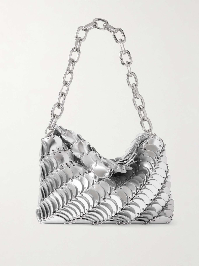 Embellished metallic leather shoulder bag Silver 1