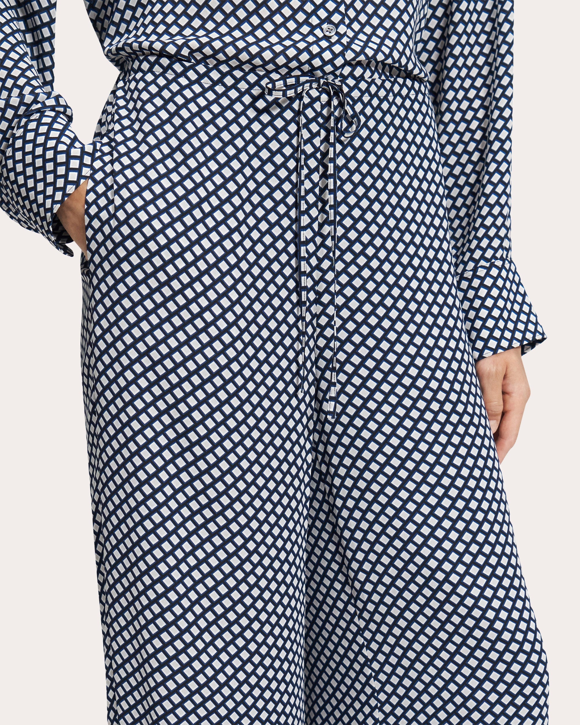 Geometric Drawstring Wide-Leg Pants - 5