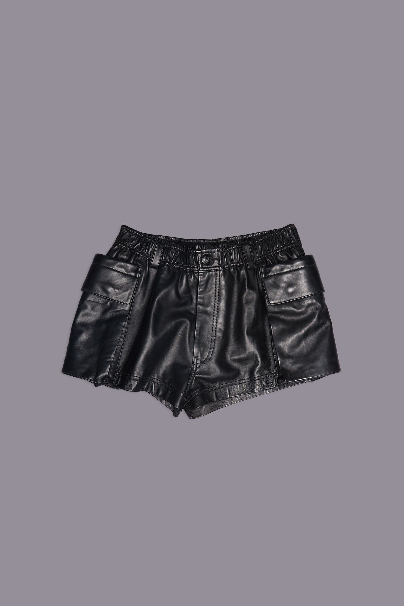 LEATHER SHORTS WITH 2-WAY POCKETS - 3