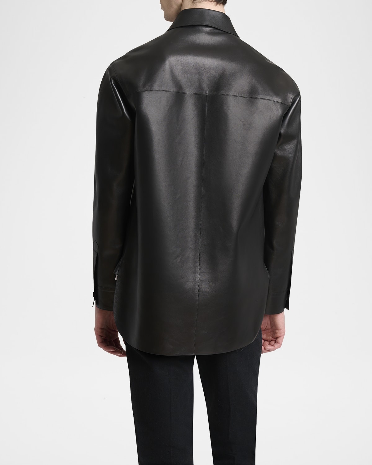 Men's Tonal Leather Overshirt - 3