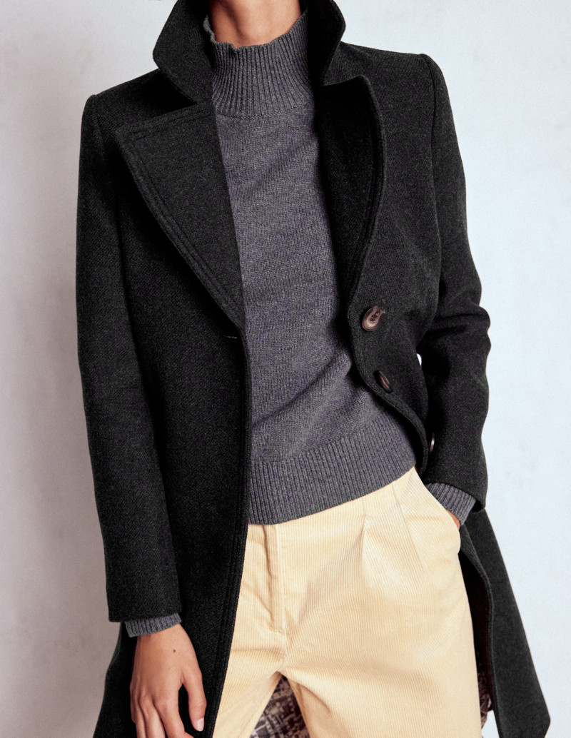 Newport Wool Coat-Charcoal Marl 3