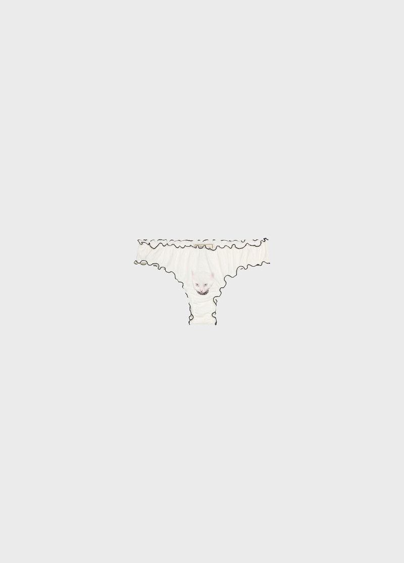 KITTEN PRINT JERSEY BRIEFS WITH RUFFLES 1