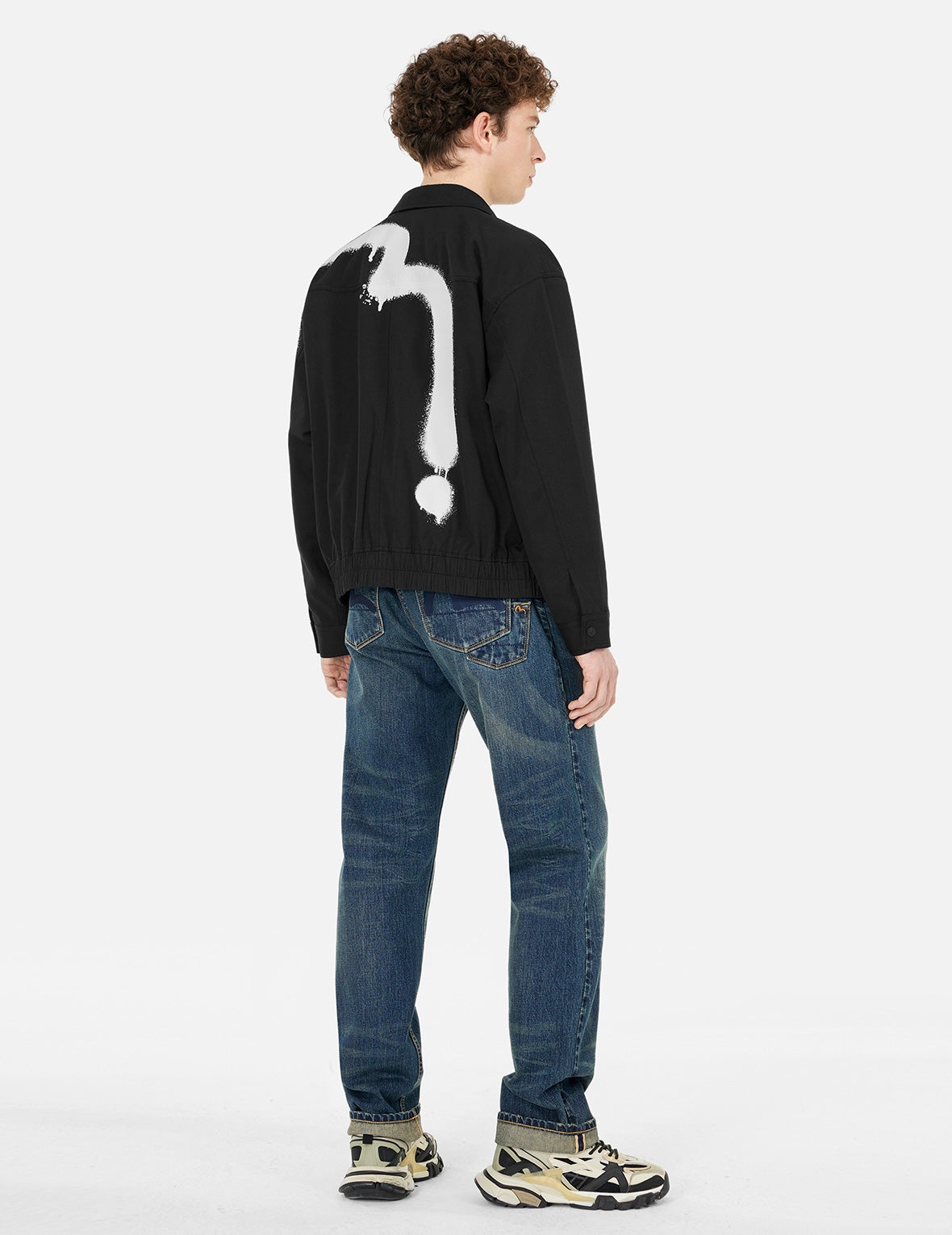 Graffiti Daicock Print Boxy Fit Zip Up Jacket - 4