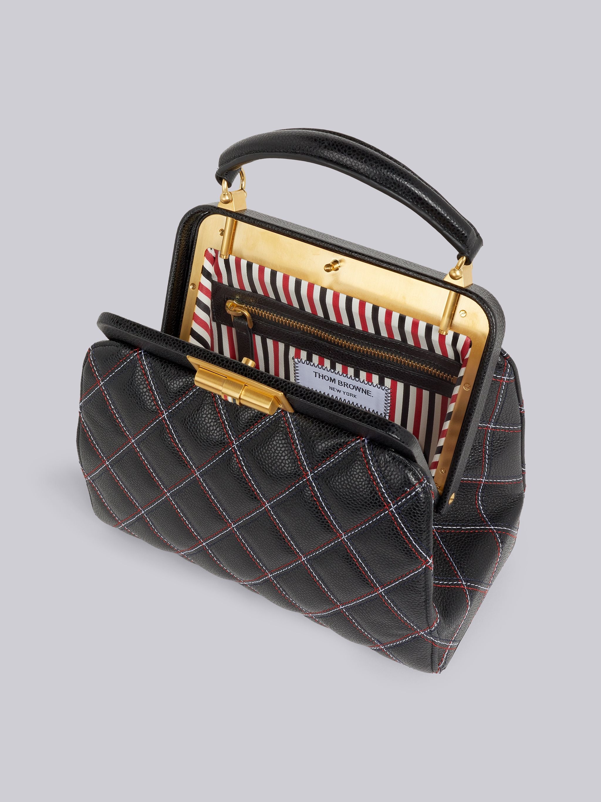 Black Quilted Caviar Agneau Leather Small Doctor Bag - 5