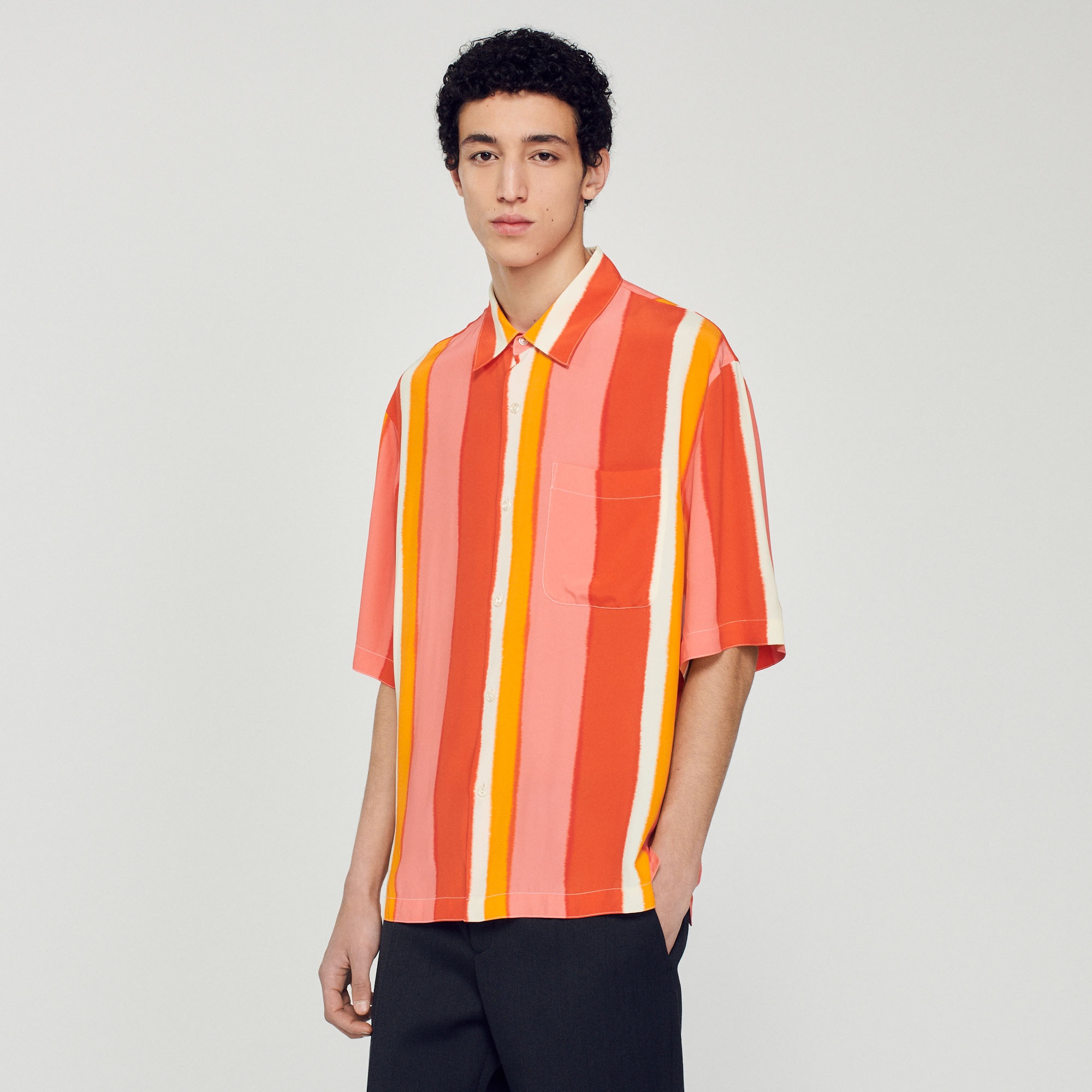 Flowing striped short-sleeved shirt - 5