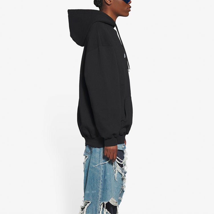 (WMNS) Balenciaga Bb Pixel Fleece Drawstring hooded Long Sleeves Hoodie Black 578135TKVI81070 - 5