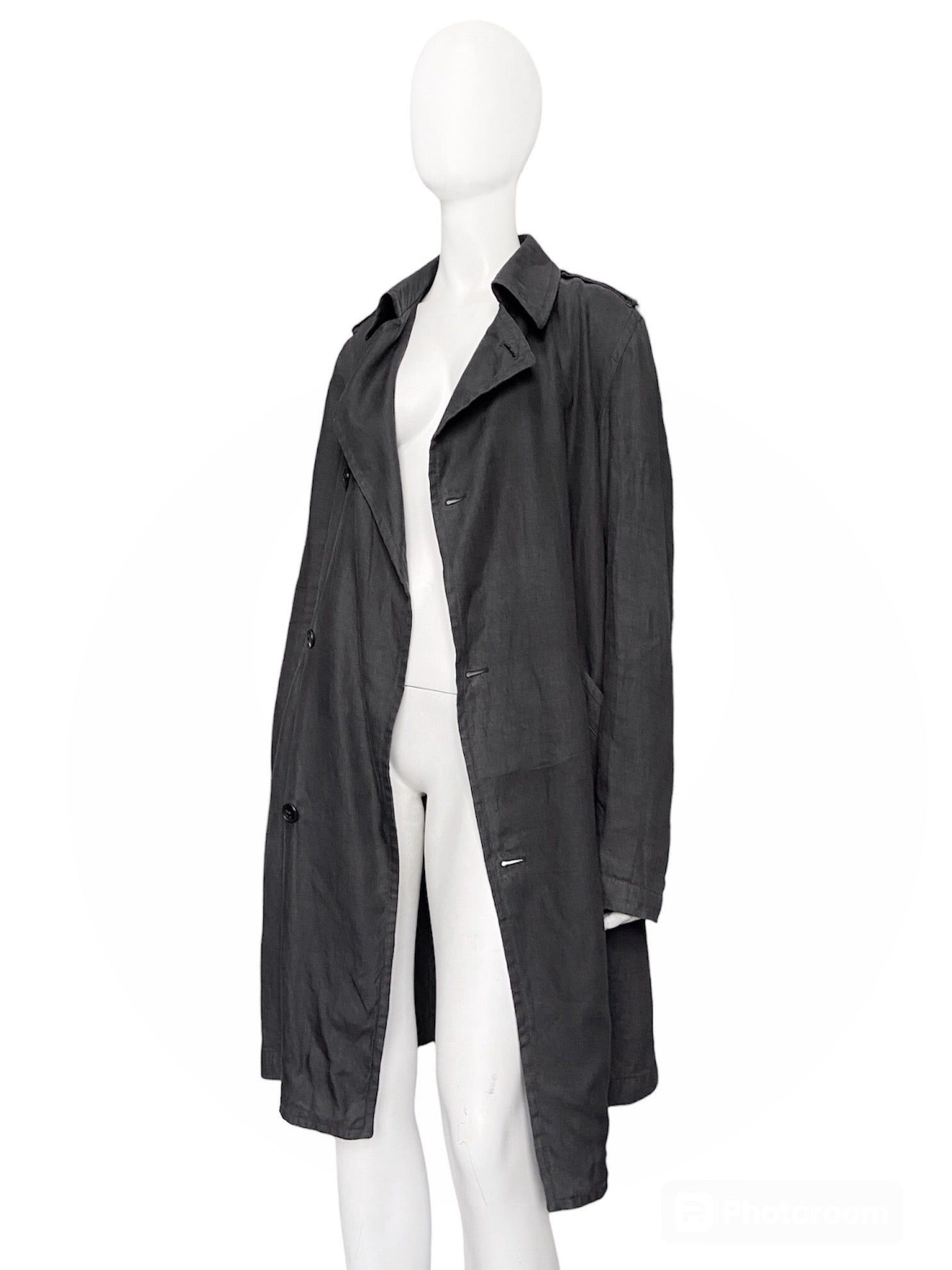 Ann Demeulemeester Spring 2006 Grey Hemp Trench Coat Jacket XXS - 5