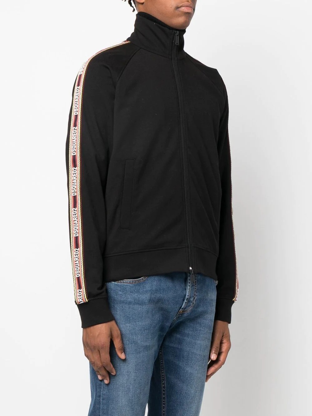 embroidered-logo zip-up sweatshirt - 3