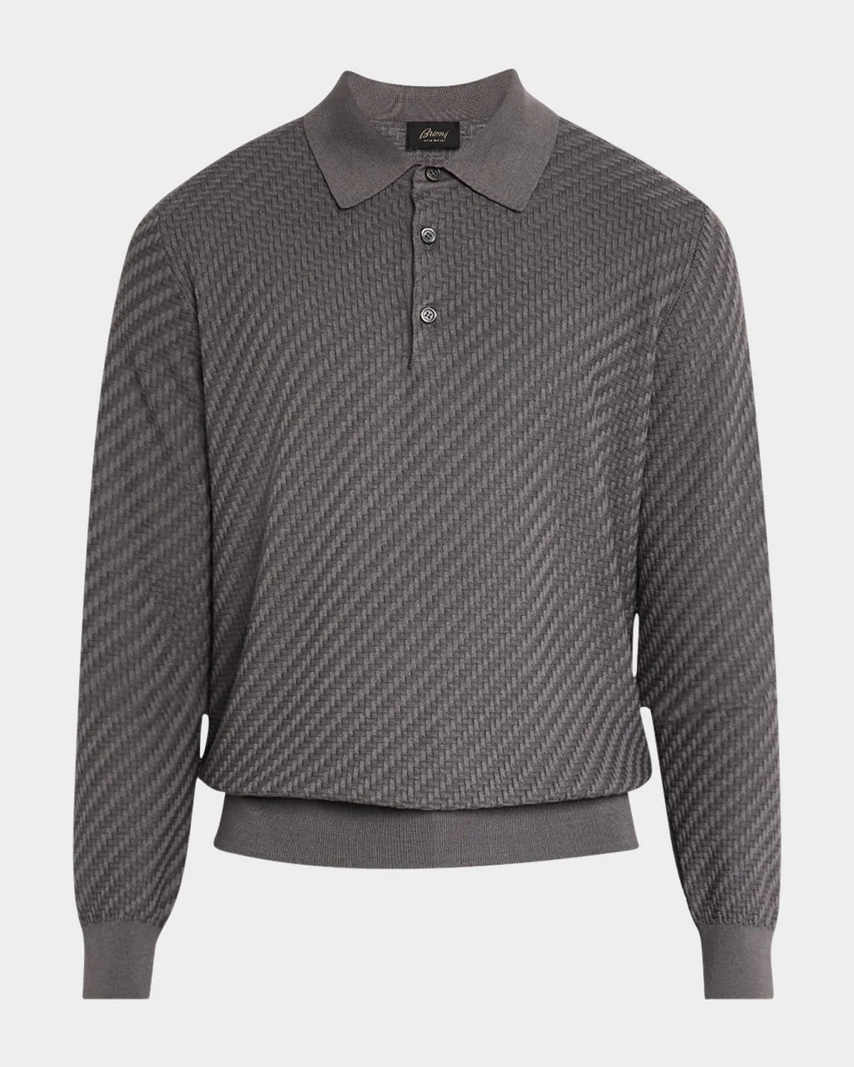 Men's Basketweave Polo Sweater - 1