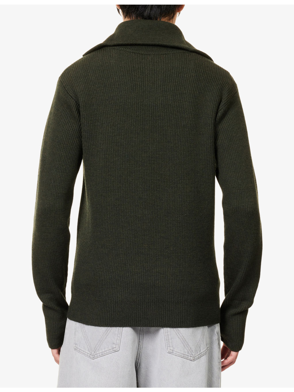 Funnel-Neck Ribbed Wool-Knitted Top - 4