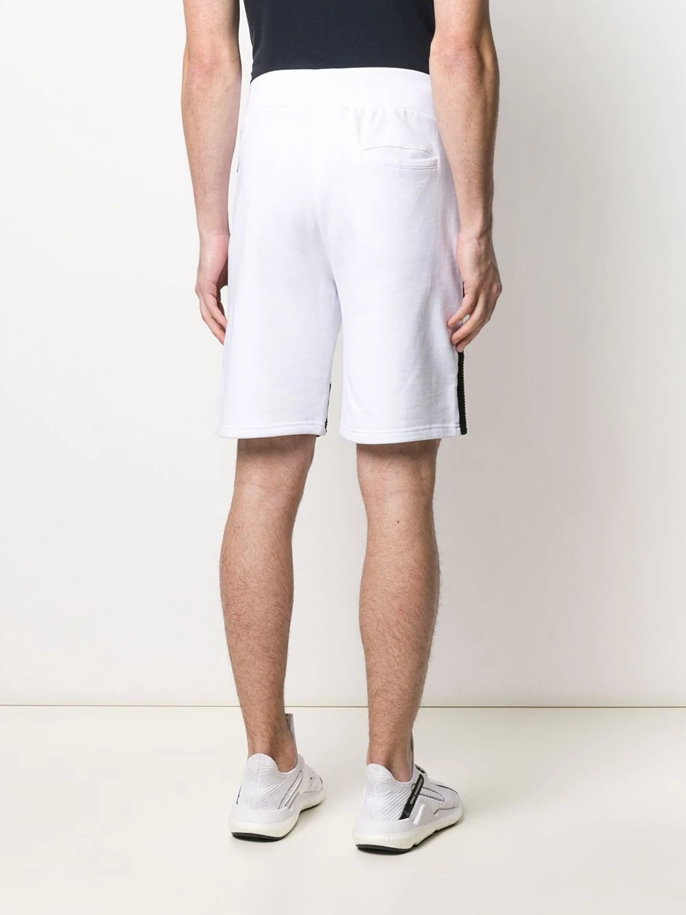 ribbed hem cotton track shorts - 4