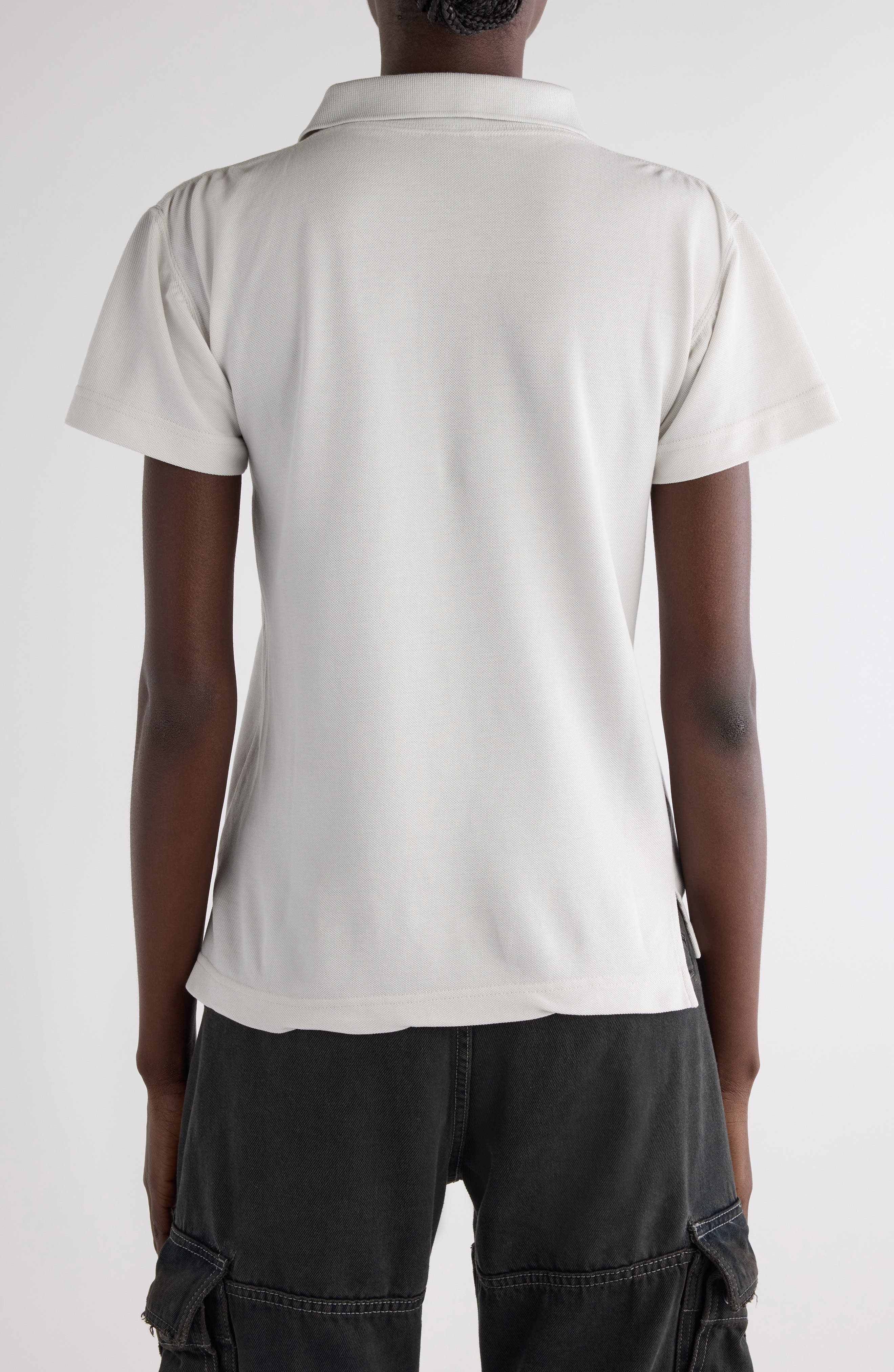Balenciaga Laurel Embroidered Fitted Cotton Piqué Polo in 9012 Dirty White at Nordstrom - 3