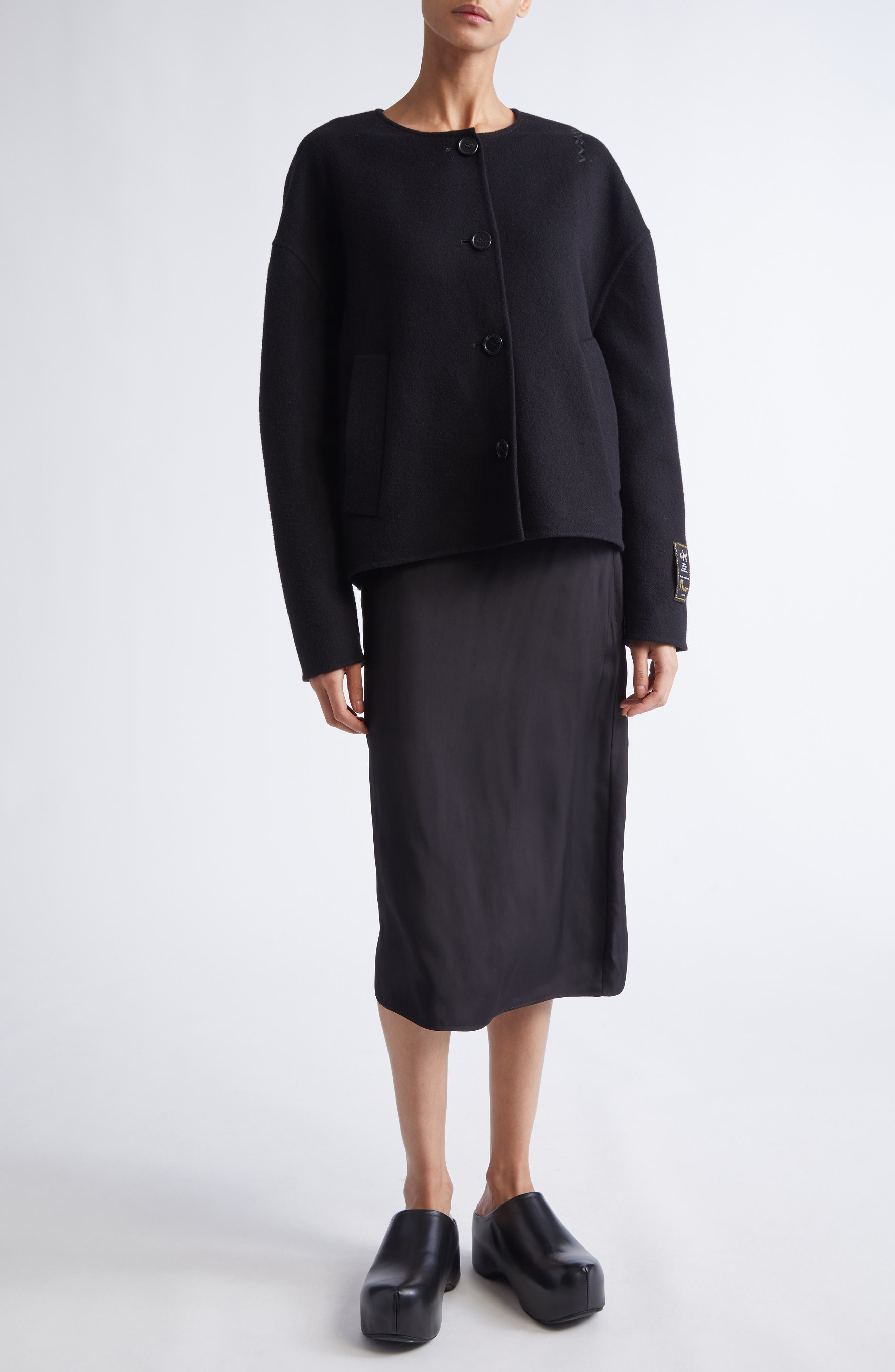 Marni Double Face Virgin Wool & Cashmere Jacket in 00N99 Black at Nordstrom - 2