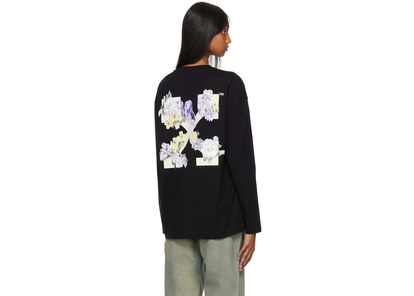 OFF-WHITE Flower Arrow LS Over Cas Tee Black/Multi - 2