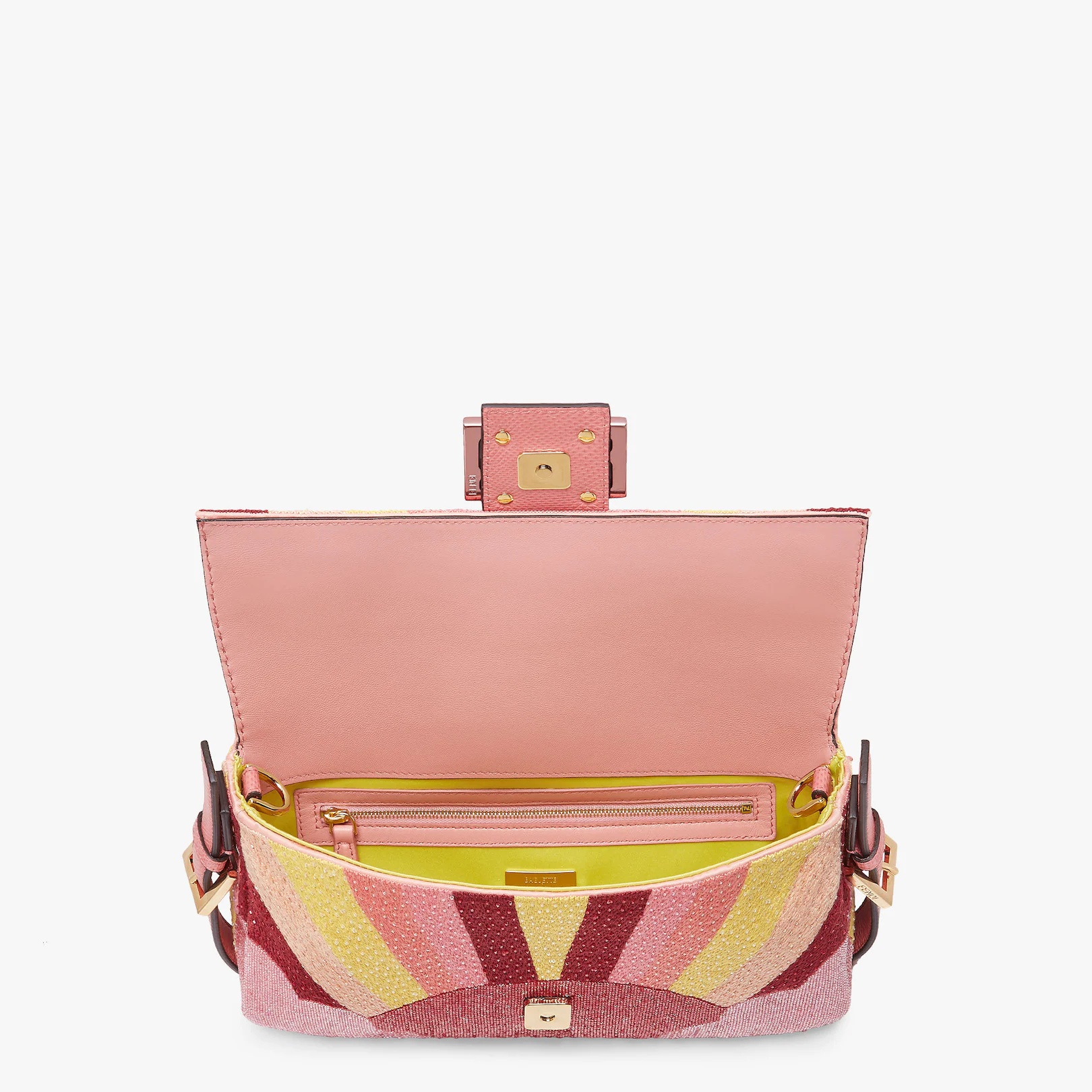 Medium 1997 Baguette bag made of satin with delicate all-over bead embroidery in pink and yellow emb - 4