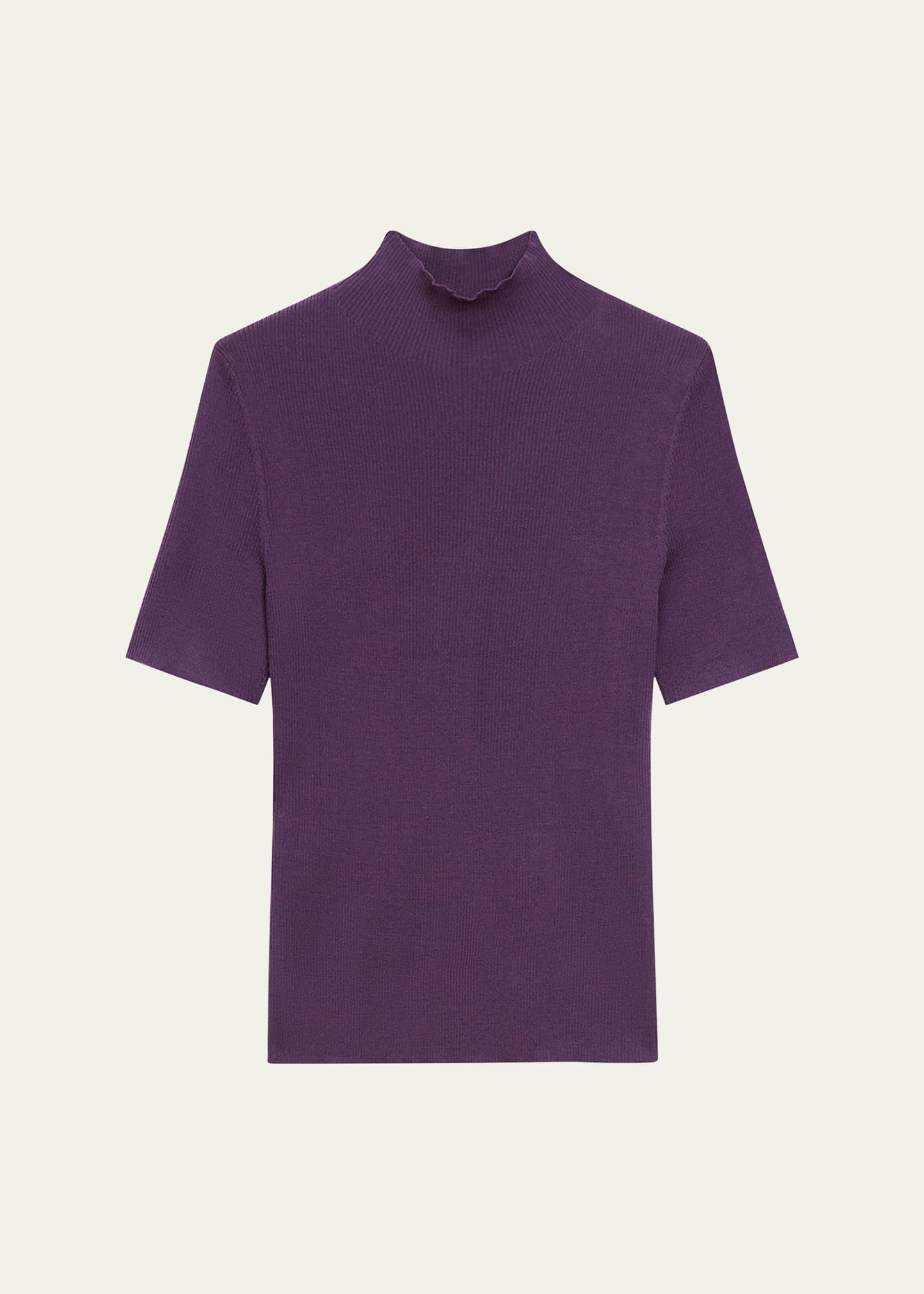Leenda Regal Merino Wool Short-Sleeve Mock-Neck Top - 1