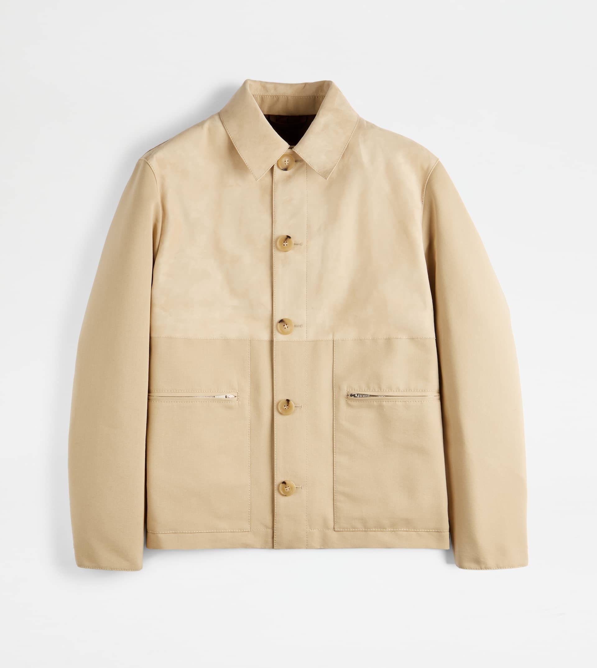 BI-MATERIAL OVER JACKET - BEIGE - 1