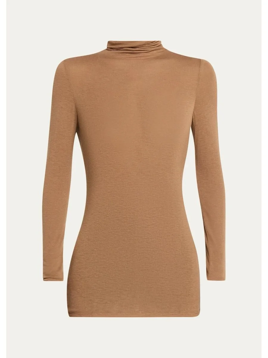 Elongated Viscose-Cashmere Jersey Turtleneck - 1