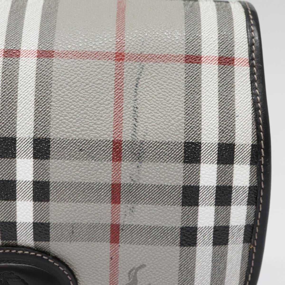Burberry Nova Check Shoulder Bag Pvc Leather Gray Gold - 2
