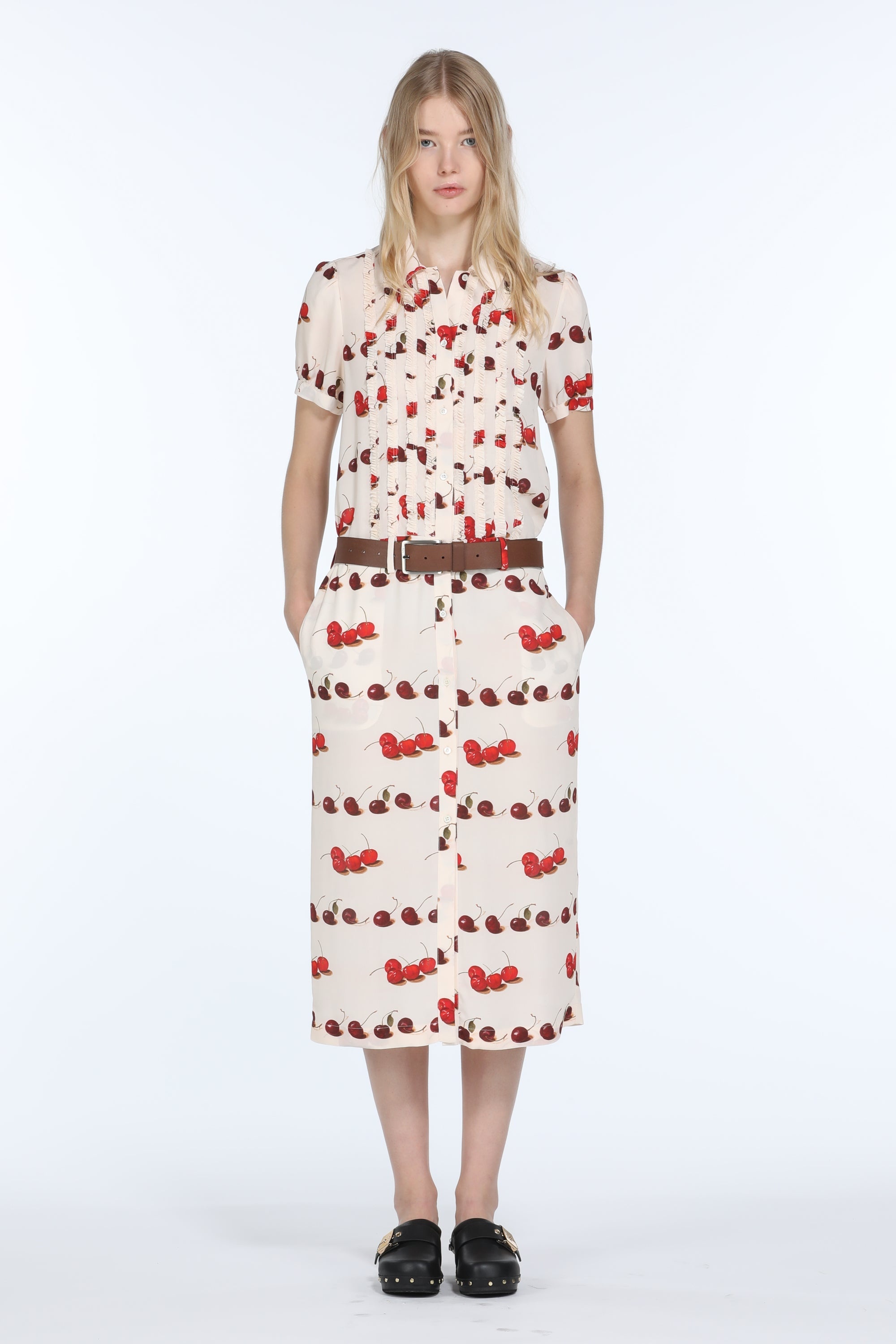 CHERRY-PRINT SHIRT DRESS - 4