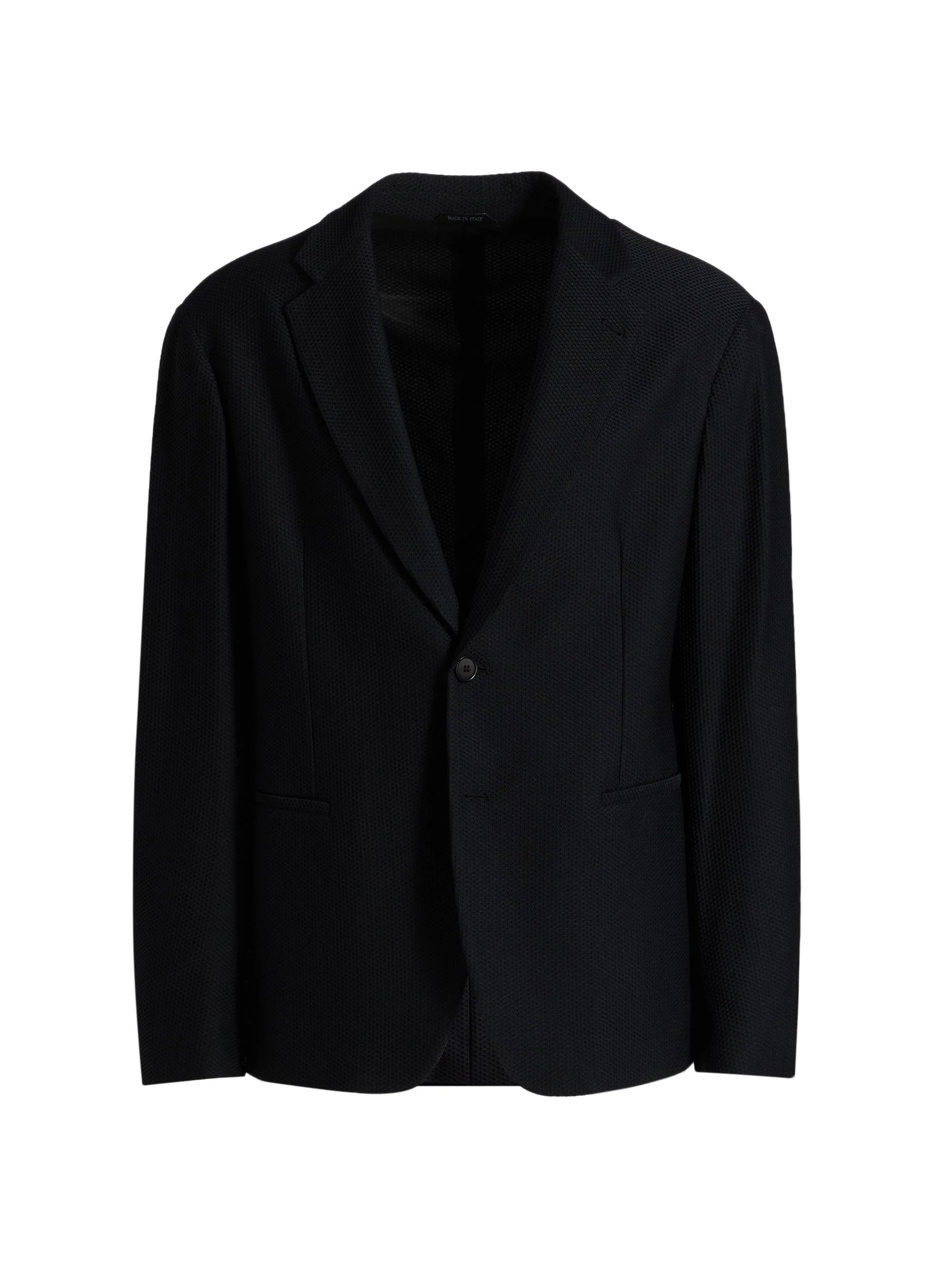 Men's Single-Breasted Stretch-Nylon Jacket - Black - 1