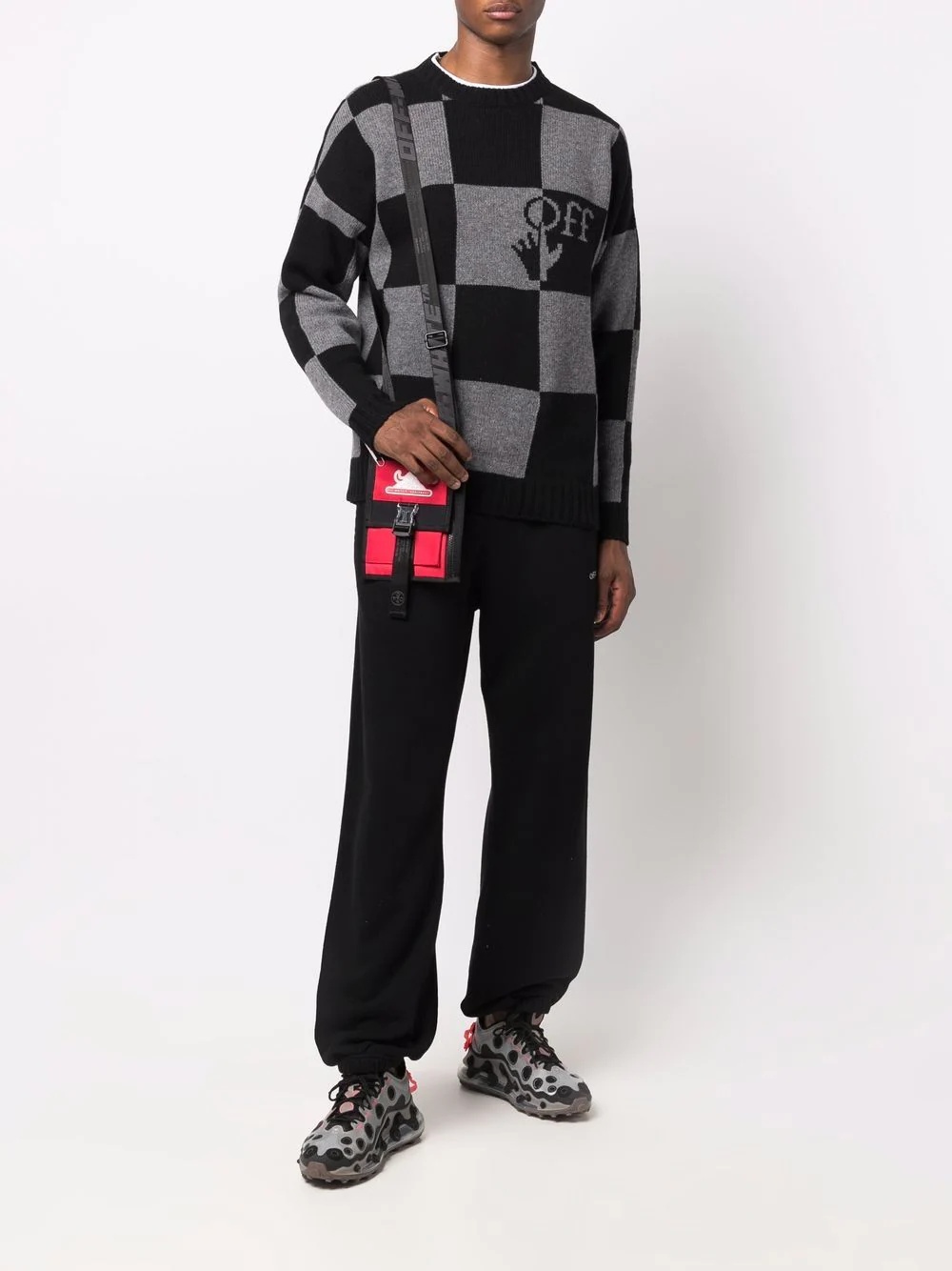 checkerboard logo intarsia-knit jumper - 2