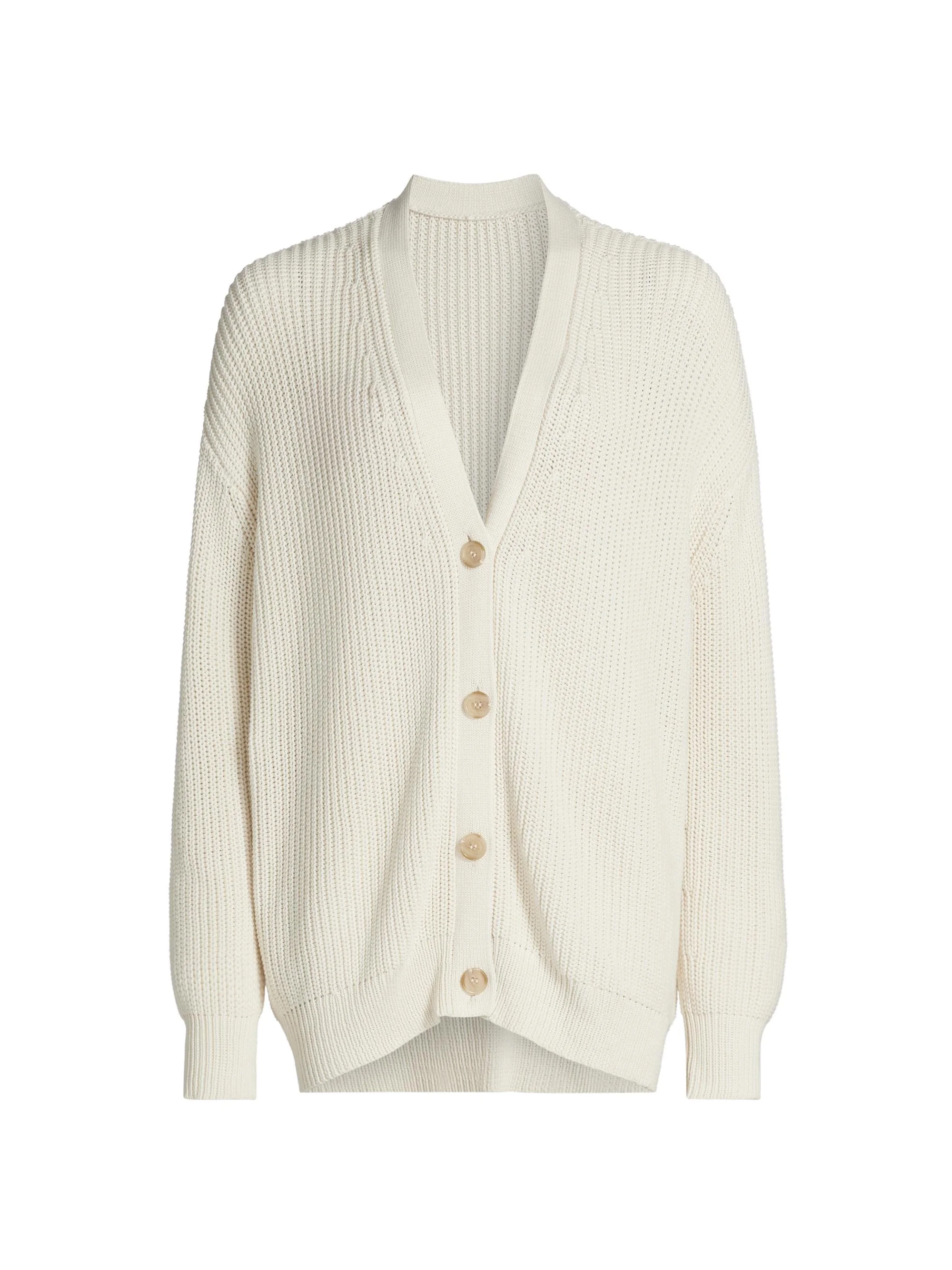 Women's Cotton Cocoon Cardigan - Ivory - 1