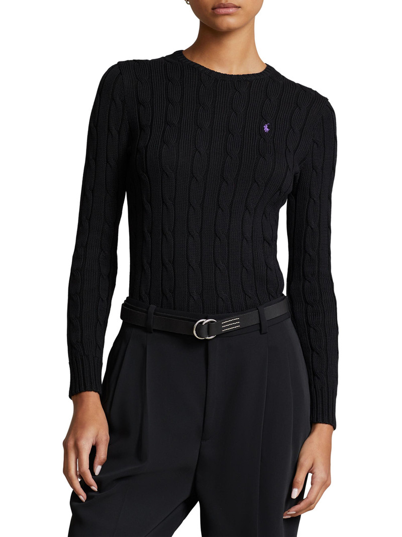 Women's Julianna Cable-Knit Pima Cotton Sweater - Polo Black 3