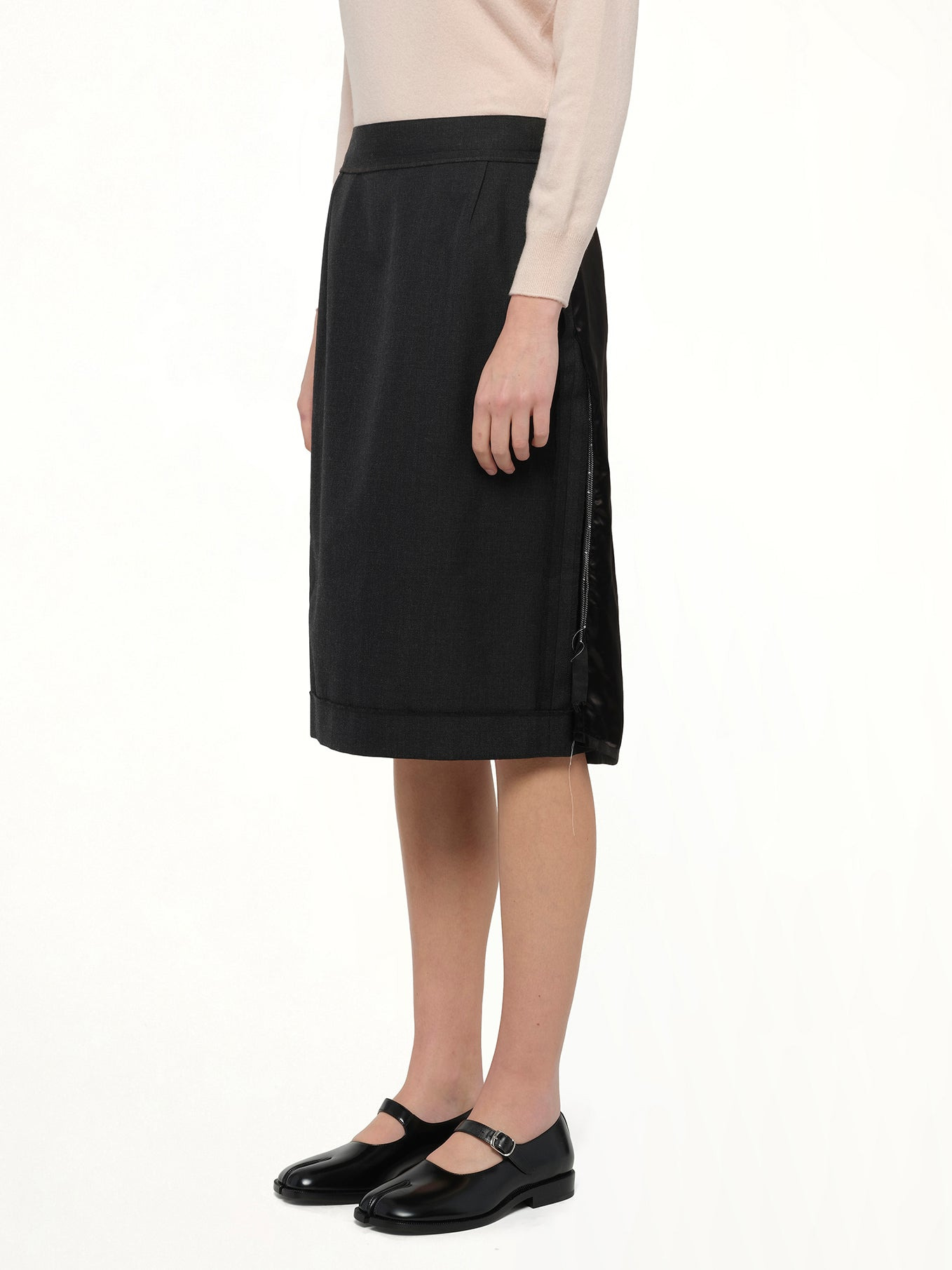 Midi Skirt in Carbon Melange/Black - 3
