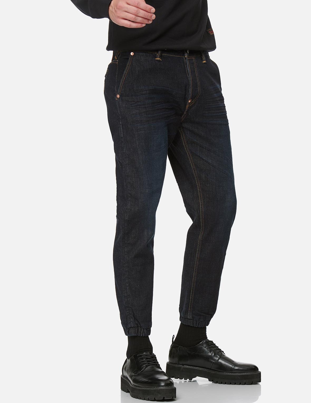 BROCADE SEAGULL APPLIQUÉ DENIM JOGGER PANTS - 7