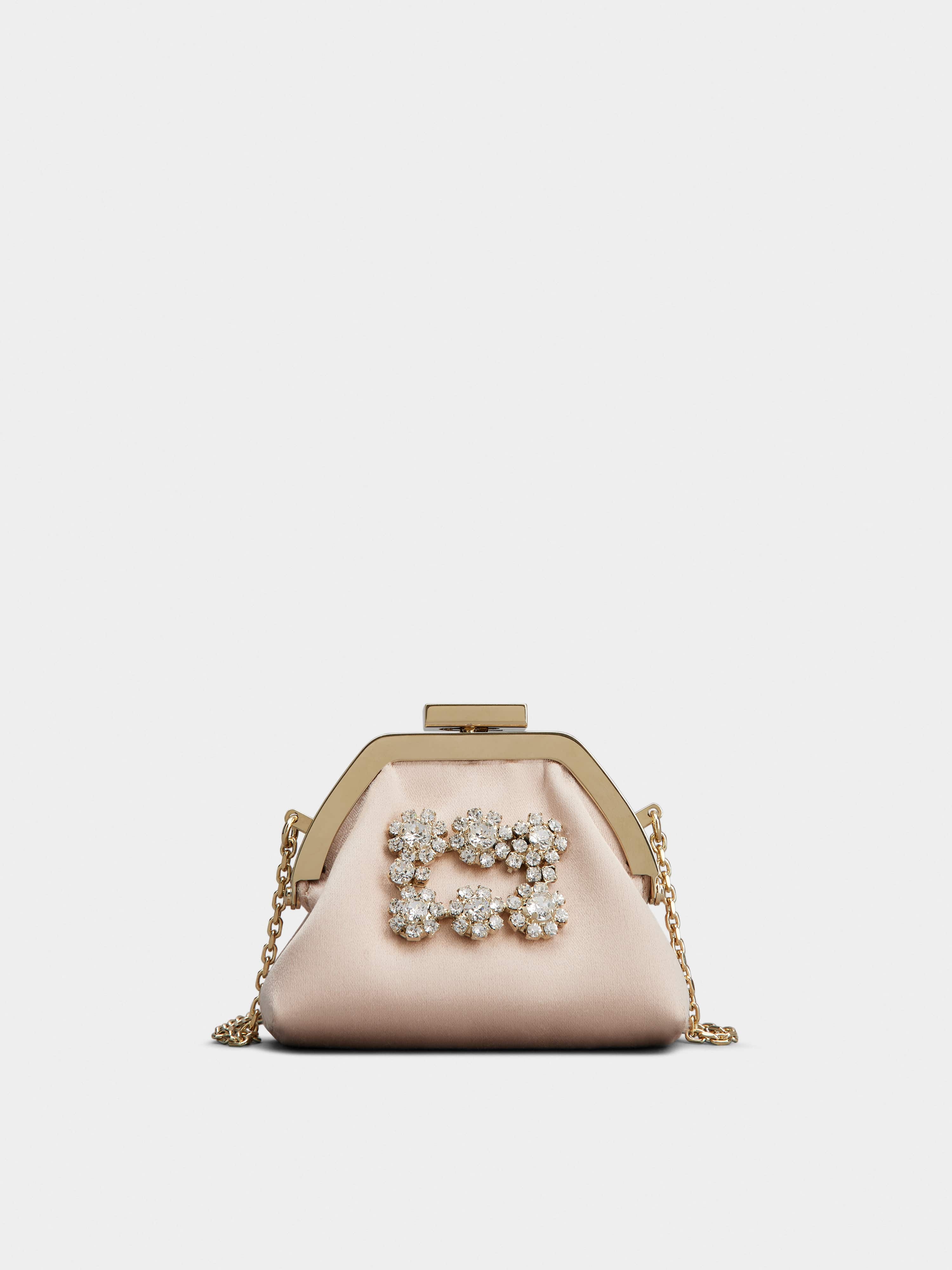 Flower Strass Buckle Coin Purse in Satin - 1