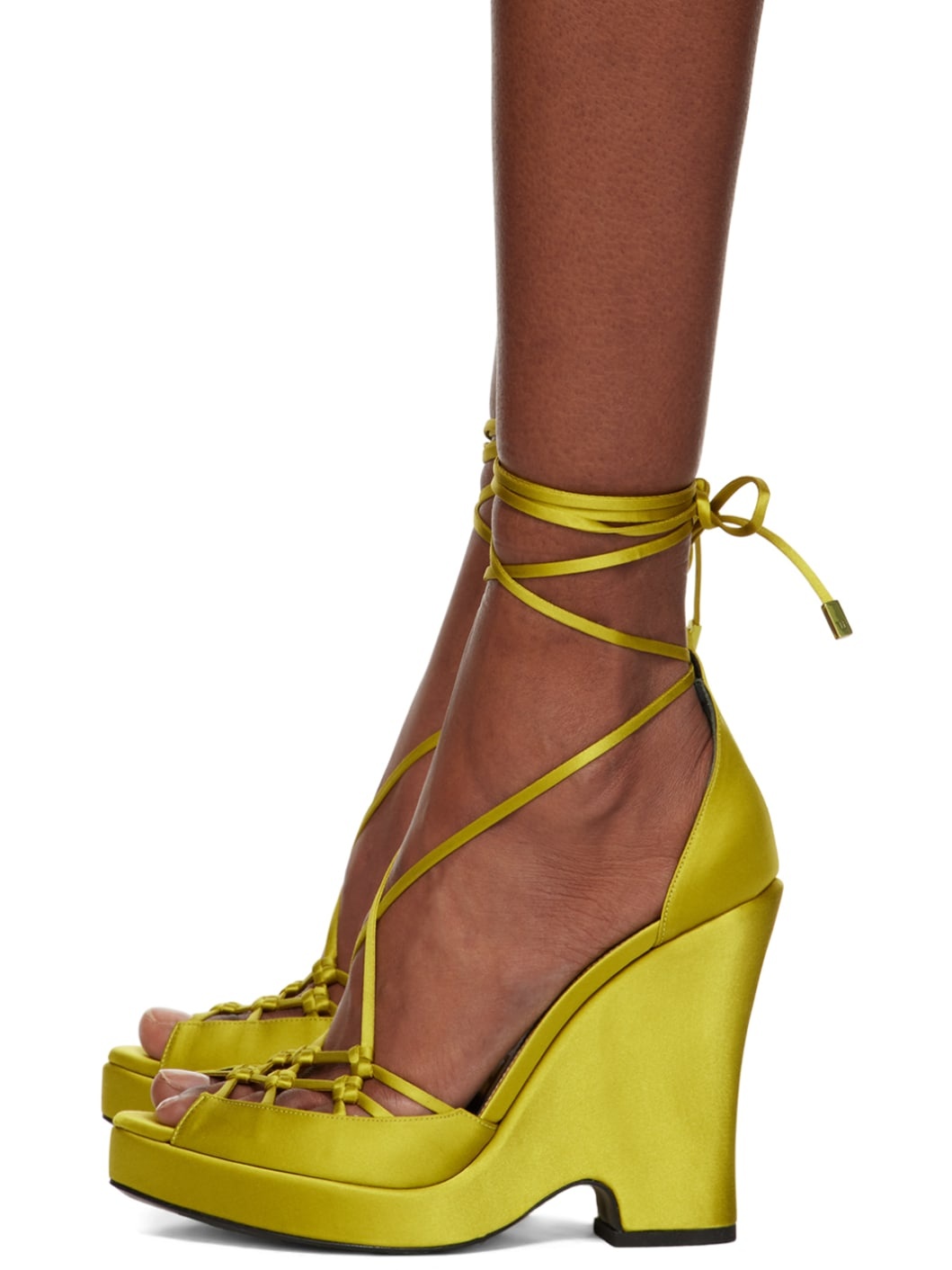 Green Ankle Wrap Heeled Sandals - 3