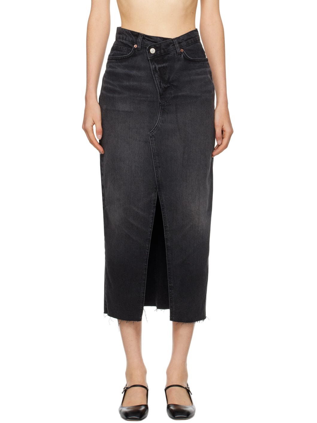 Black Nila Denim Maxi Skirt - 1