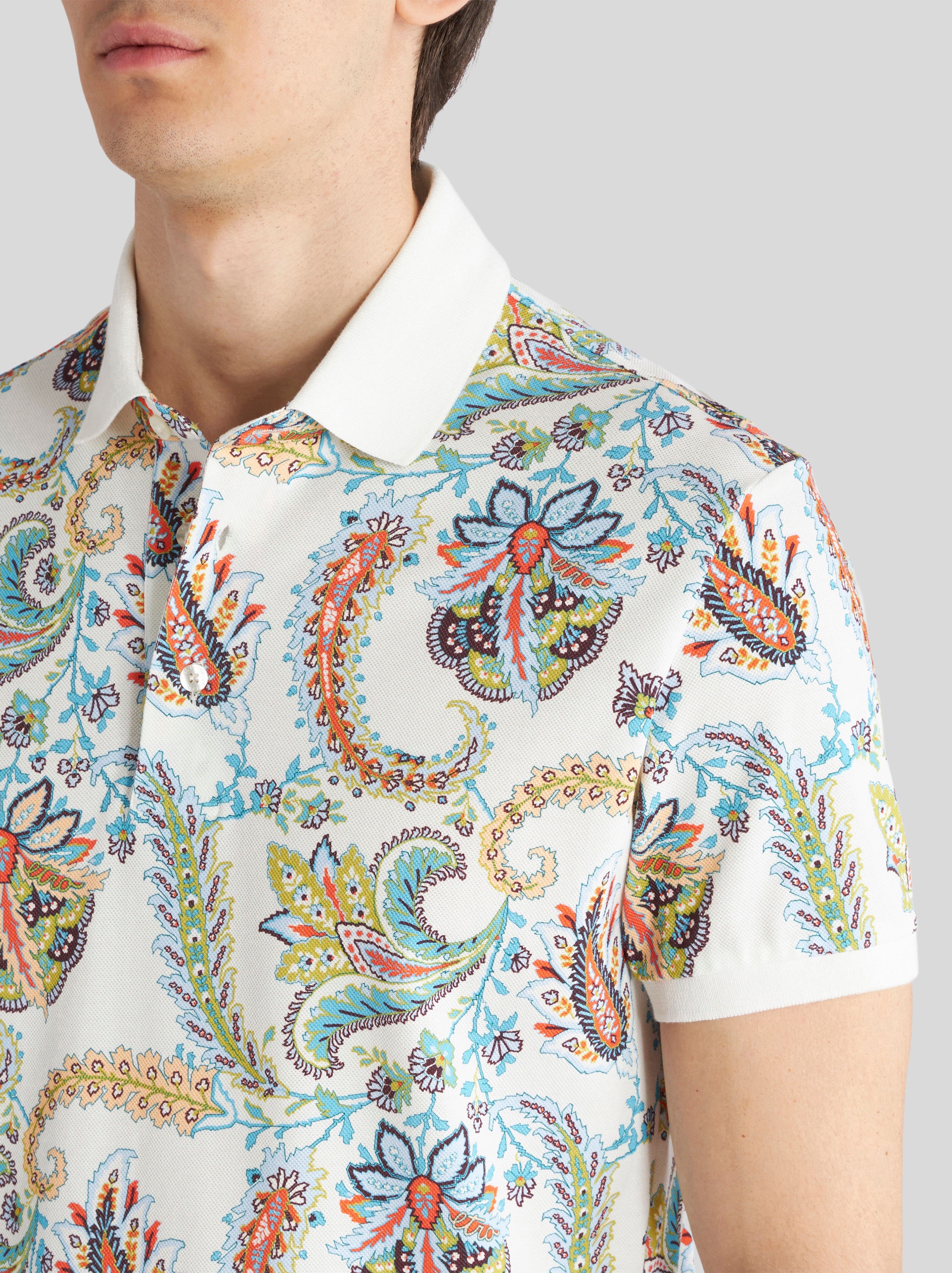 FLORAL PAISLEY DESIGN JACQUARD POLO SHIRT - 3