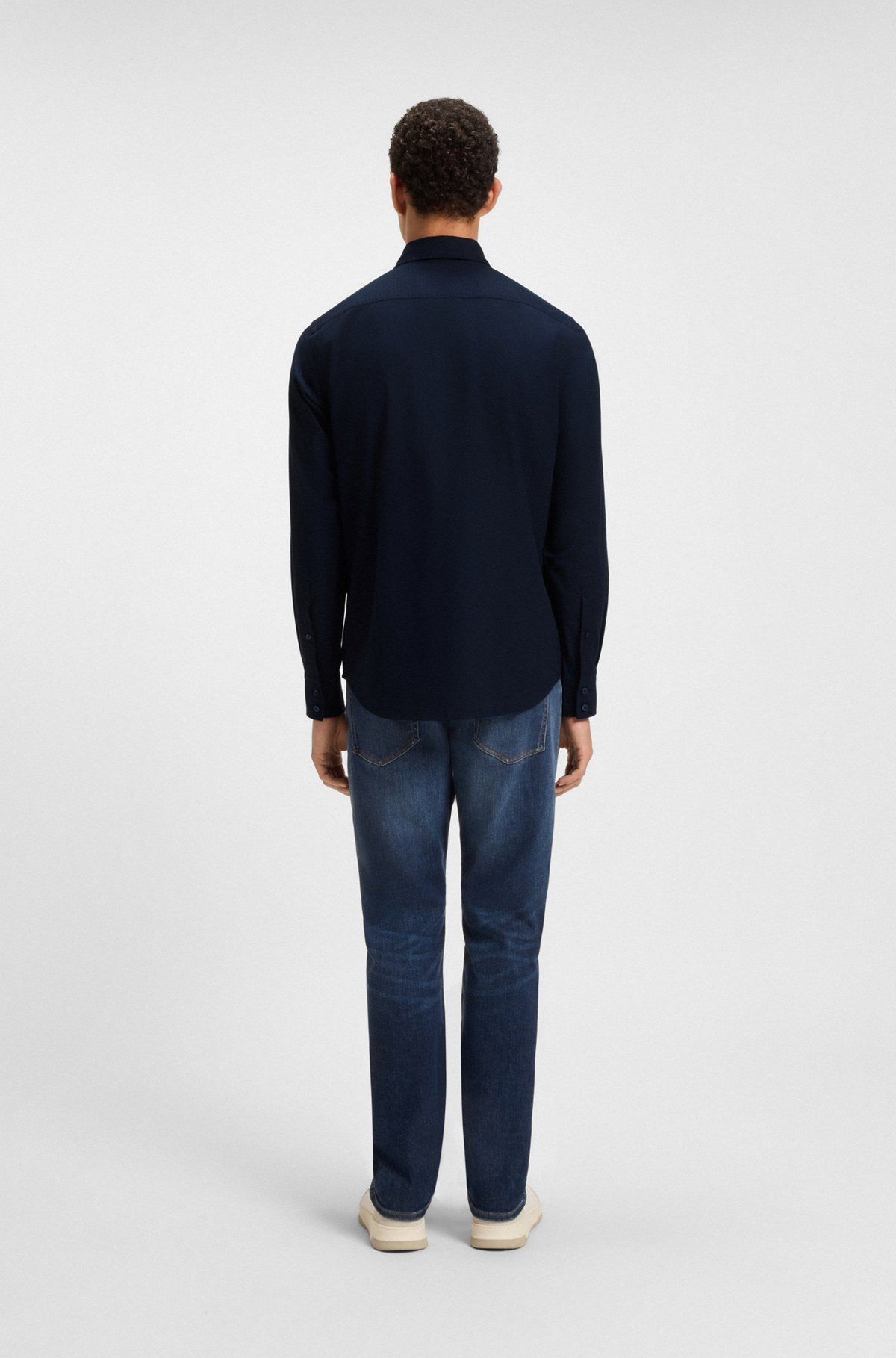 REGULAR-FIT SHIRT IN STRUCTURED DOBBY COTTON - 5