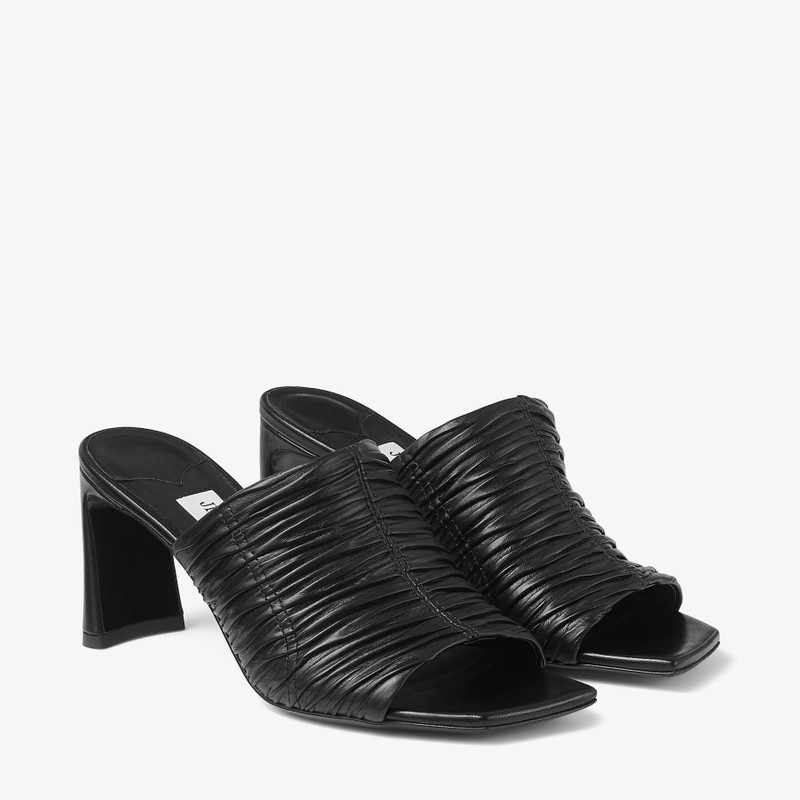Lua Mule 75 Black Leather Mules 3