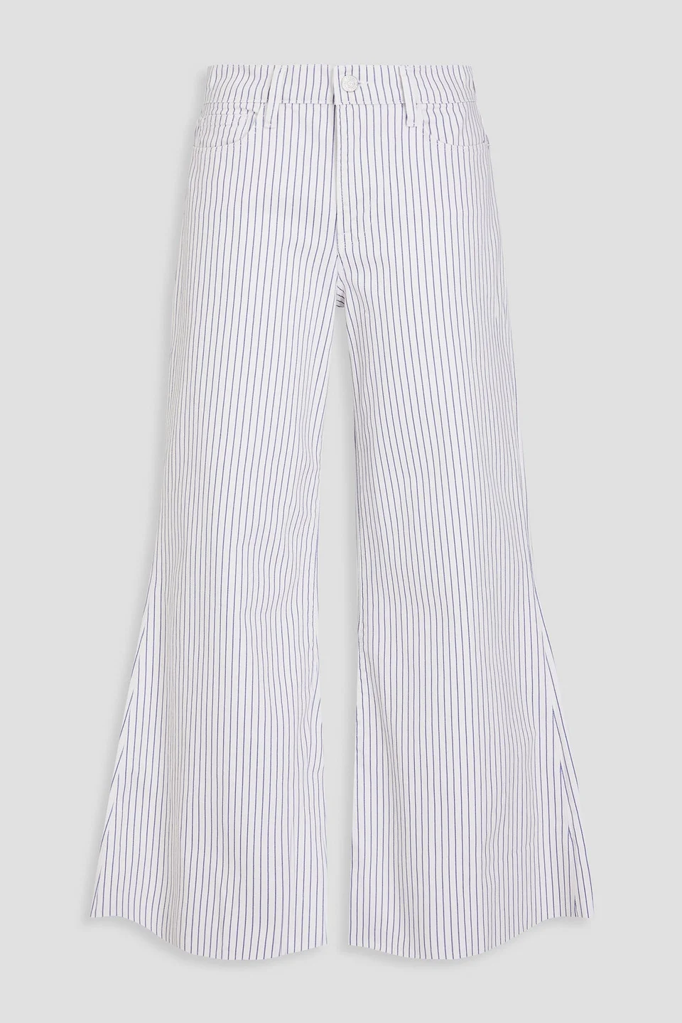 La Palazzo cropped striped high-rise wide-leg jeans - 1