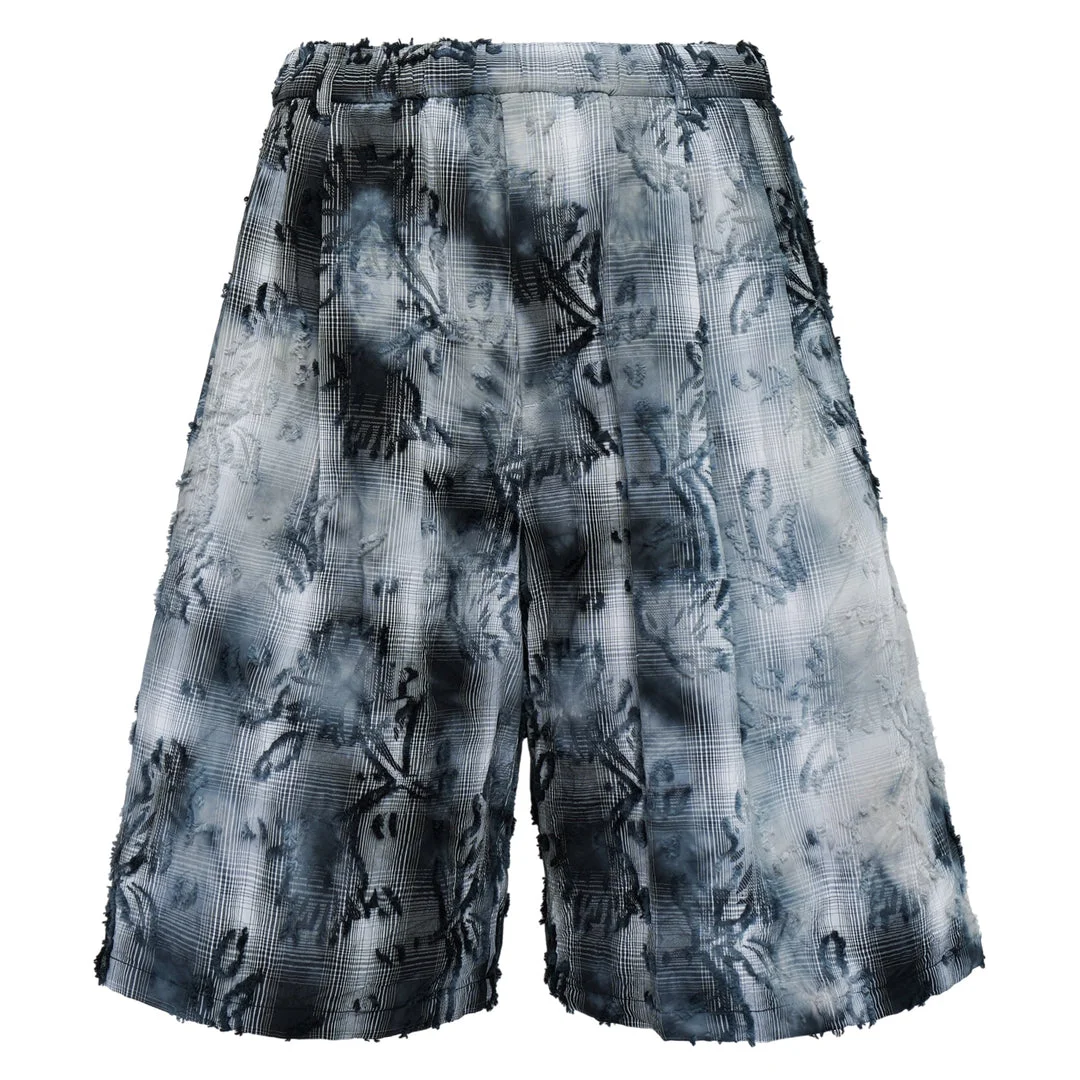 Bleached Effect Check Shorts - 1