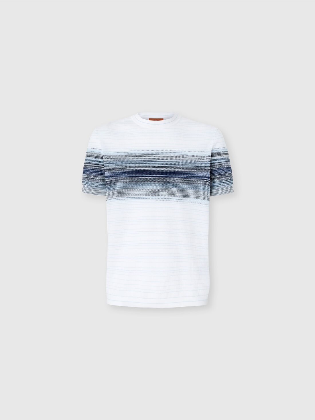 Honeycomb cotton knit crewneck T-shirt with slub detail - 1