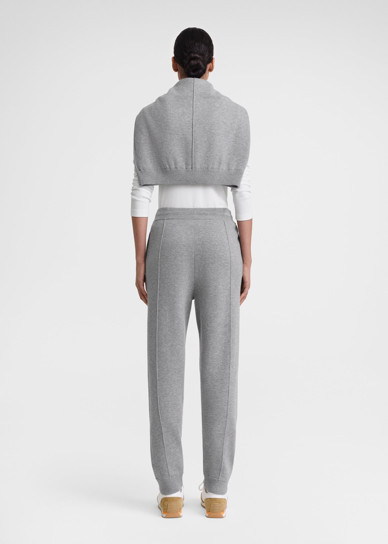 Cotton cashmere sweatpants grey melange - 4