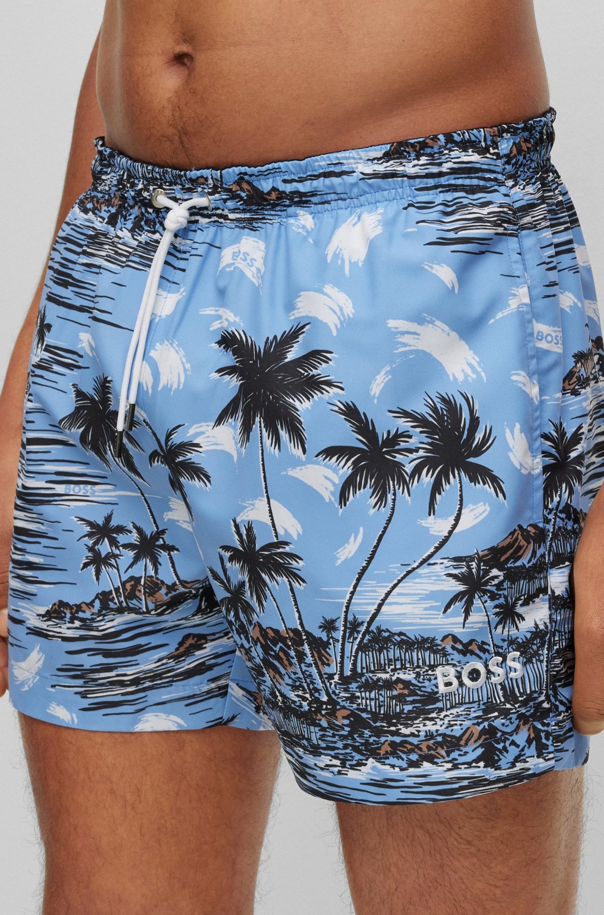 SEASONAL-PRINT SWIM SHORTS IN QUICK-DRYING FABRIC - 3