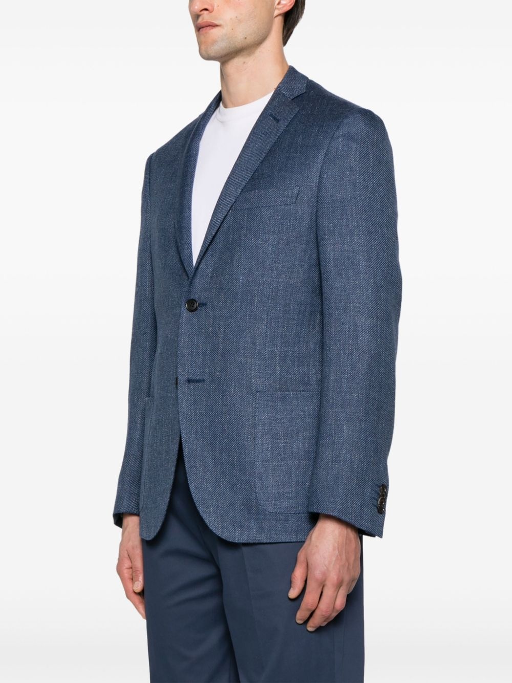 single-breasted twill blazer - 3
