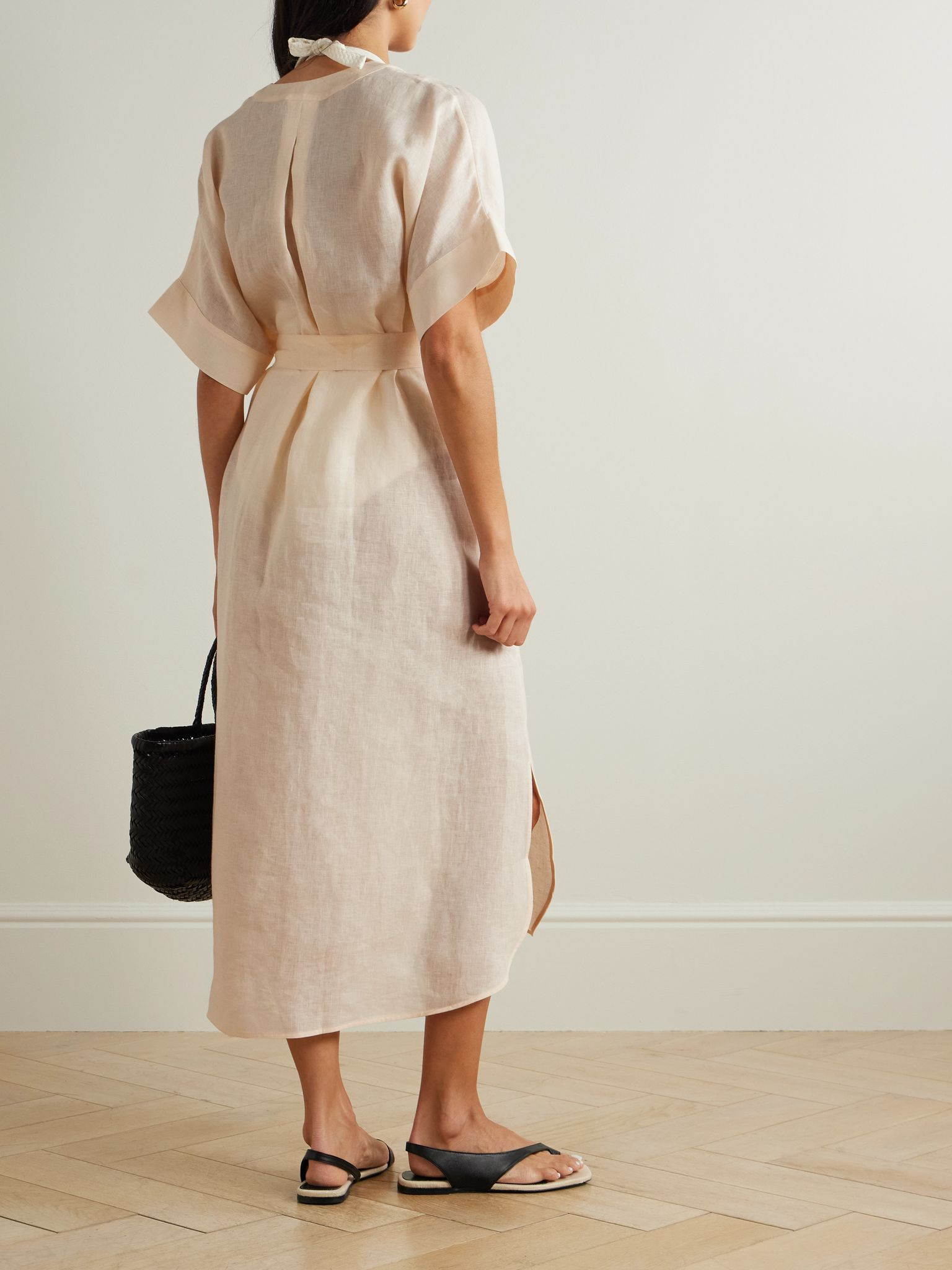 Bibi belted linen kaftan Beige - 3