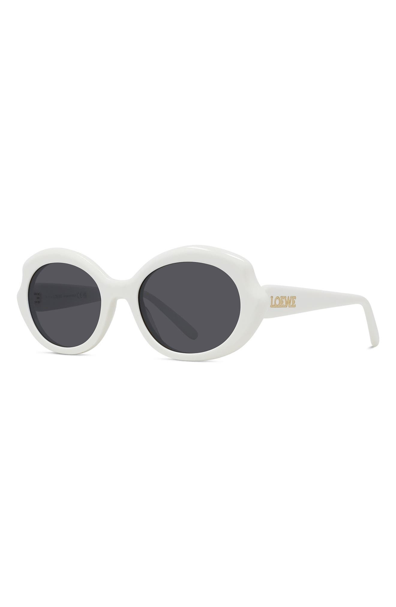 Loewe Thin Mini 54mm Oval Sunglasses in Ivory /Smoke at Nordstrom - 2
